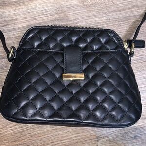 Talbots Napa quilted black leather cross body bag
